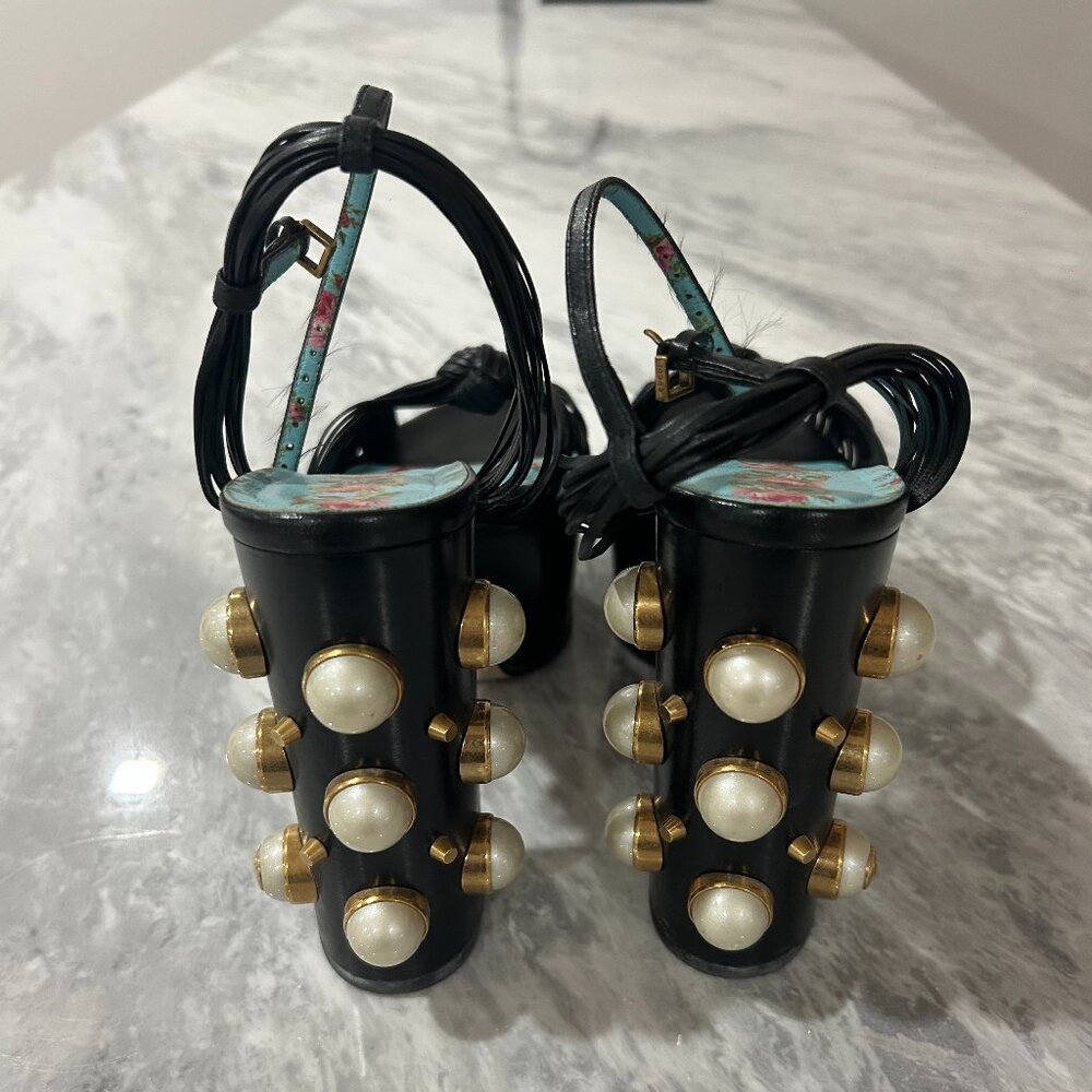 Gucci Black Platform Shoes with Gold Accents - Picture 4 of 7